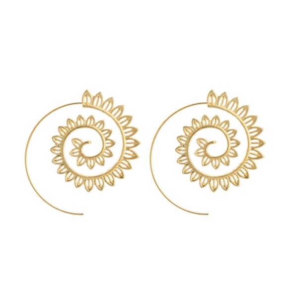 Gold or Silver Spiral Leaf Infinity Earrings - Picture 3 of 10